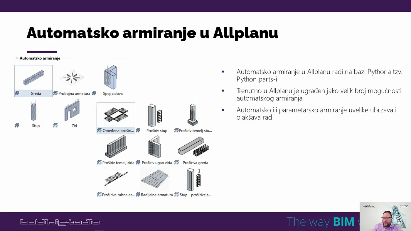 Allplan pregled dostupnih PythonParts alata za automatsko armiranje