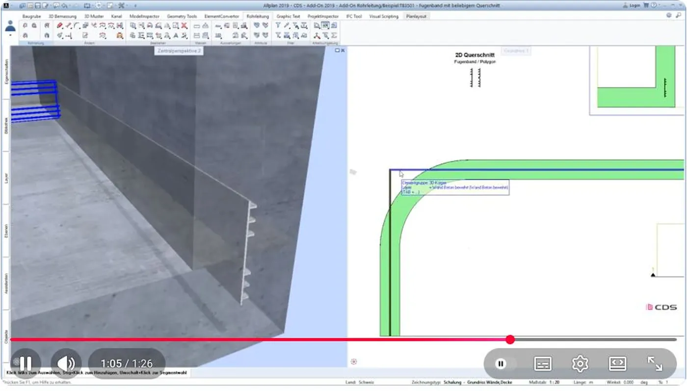 3D brtvena traka za spoj izvedena duž zaobljene trase