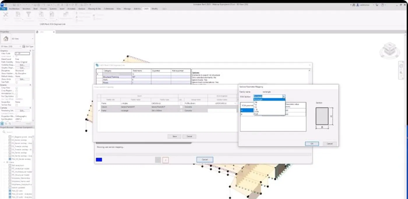 Mapiranje parametara Revit obitelji na parametre SCIA presjeka